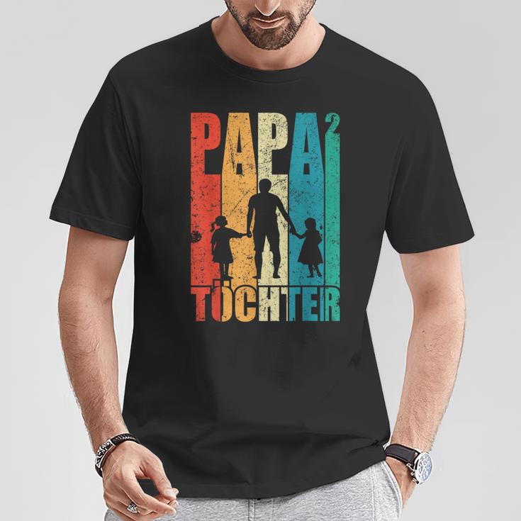 Papa Hoch 2 Dad Hoch 2 Töchter Zweifach Papa Father's Day S T-Shirt Lustige Geschenke