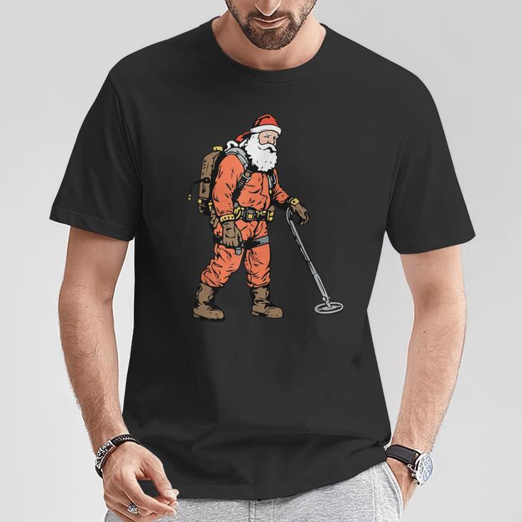 Papá Noel Como Detectorista De Metales Detección De Metales Navidad Camiseta unisex Regalos divertidos