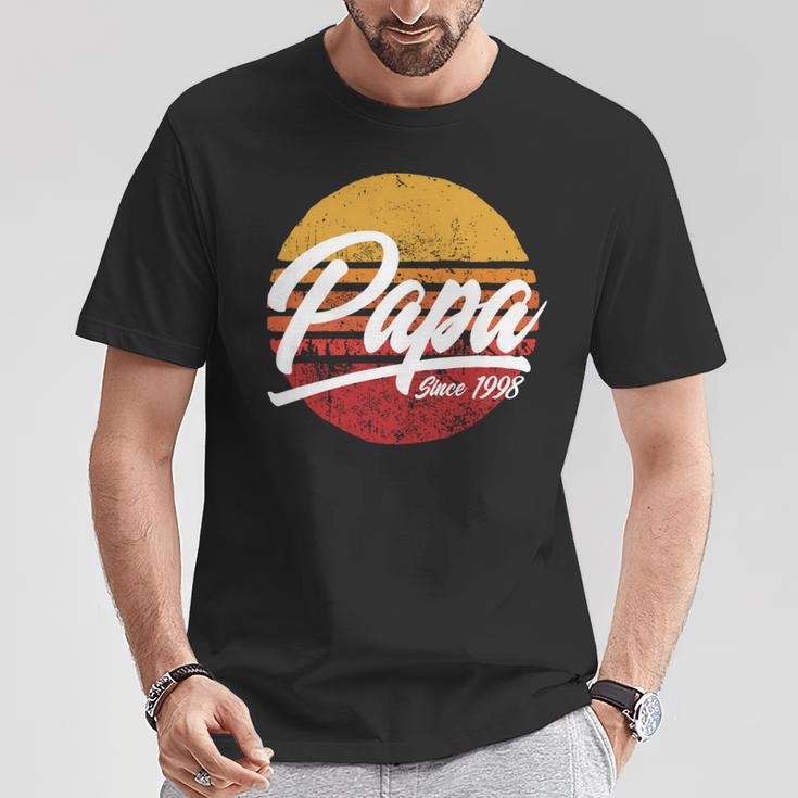 Papa Seit 1998 23 Geburtstag 23 Jahre Als Papa Retro T-Shirt Lustige Geschenke