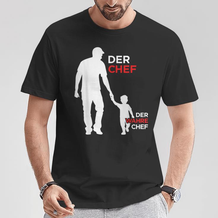 Papa Sohn Wahre Chef Füratertag Geburtstag Weihnachten T-Shirt Lustige Geschenke