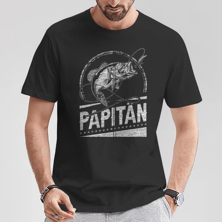 Papitän Papa Angler Papa Fischerintage-Look Kapuzenjacke T-Shirt Lustige Geschenke