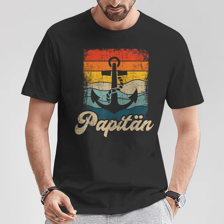 Papitän Retro Für Papa Zumatertag Geburtstag Weihnachten T-Shirt Lustige Geschenke