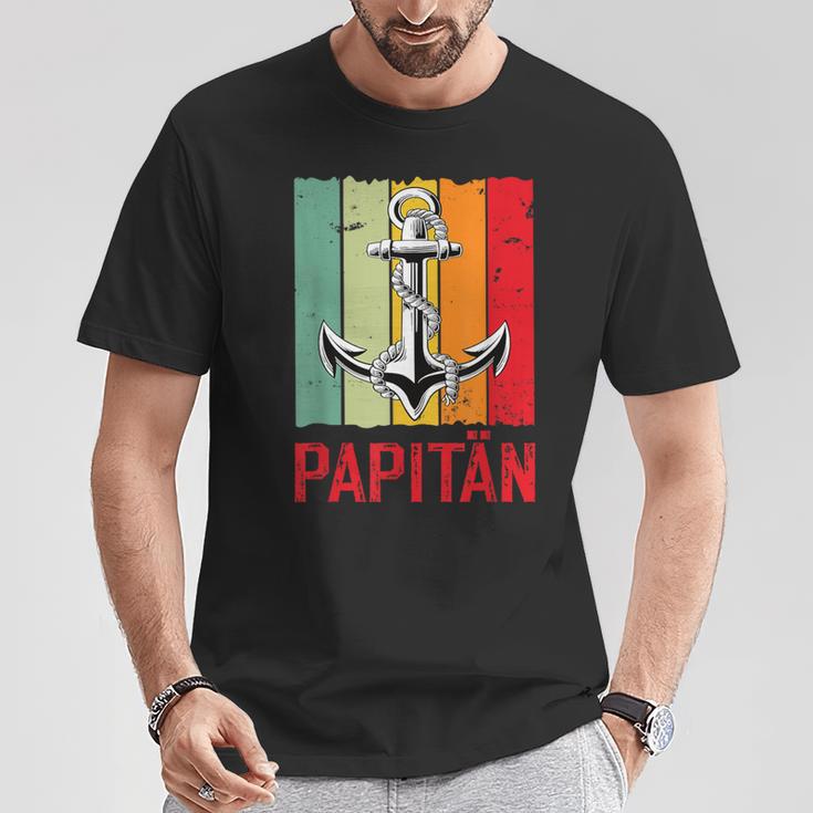 Papitänatertag Bester Papa Anker Norden Kapitänater Papi T-Shirt Lustige Geschenke