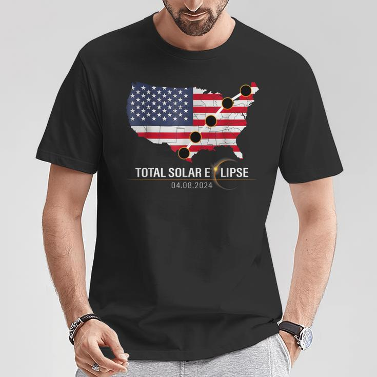 Path Of Totality America Usa Map Total Solar Eclipse 2024 T-Shirt Personalized Gifts