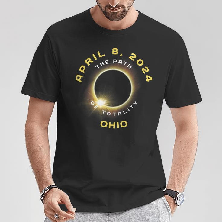 Path Of Totality Solar Eclipse In Ohio April 8 2024 Oh T-Shirt Funny Gifts