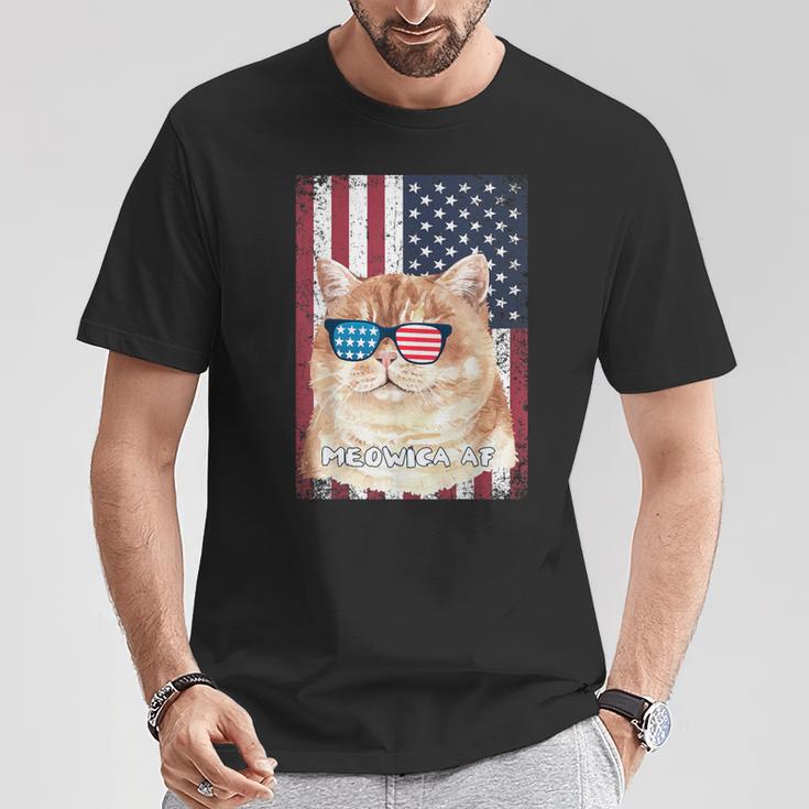 Patriotic Cat Meowica Af 4Th Of July Usa American Flag T-Shirt Unique Gifts