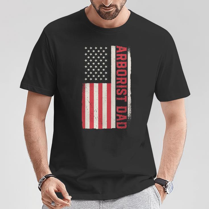 Patriotische Holzbearbeitung Holzarbeiter Arborist Papa Amerikanische Flagge T-Shirt Lustige Geschenke