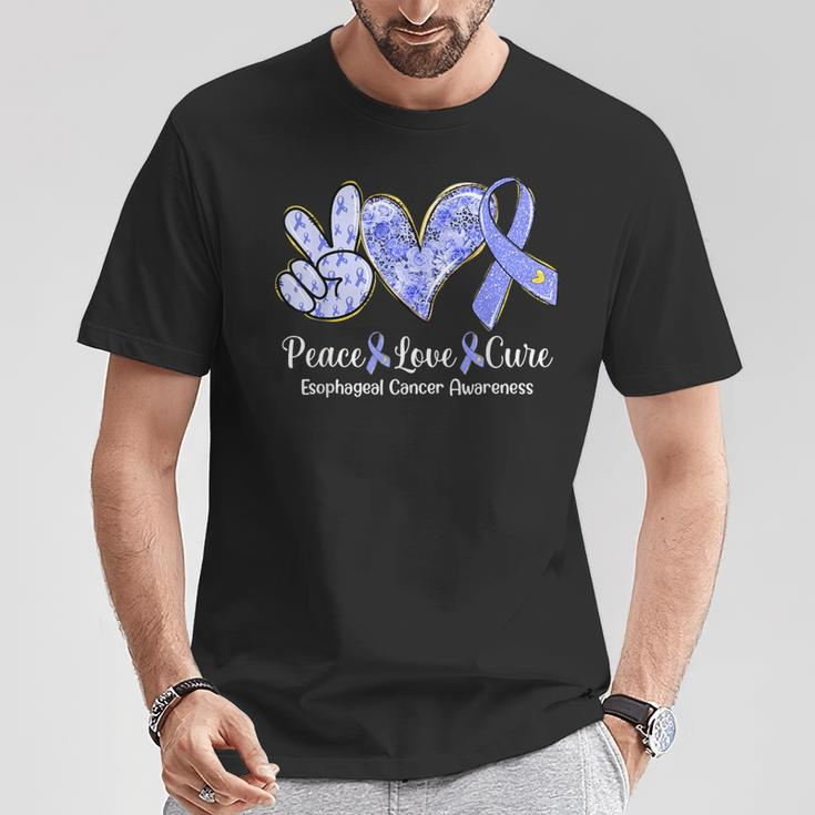 Peace Love Cure Periwinkle Ribbon Esophageal Cancer T-Shirt Unique Gifts
