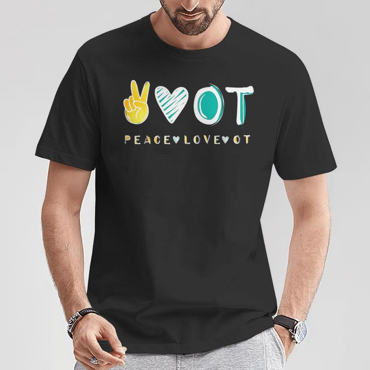 Peace Love Ot Ota Occupational Therapy Therapist T-Shirt Unique Gifts