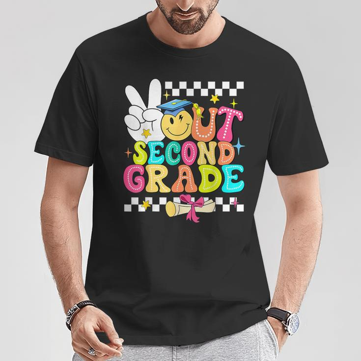 Peace Out Second Grade Happy Last Day Of School Teacher T-Shirt Funny Gifts