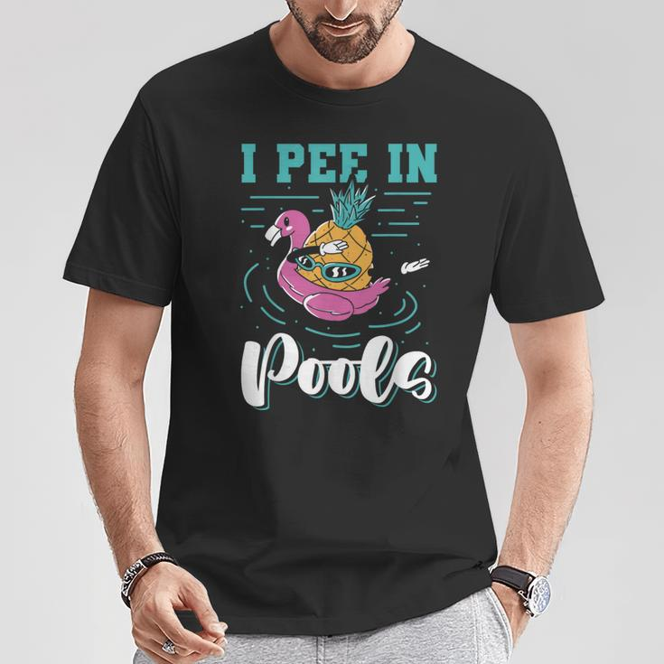 I Pee In Pools Swimming Joke Peeing In Public Pools T-Shirt Personalized Gifts