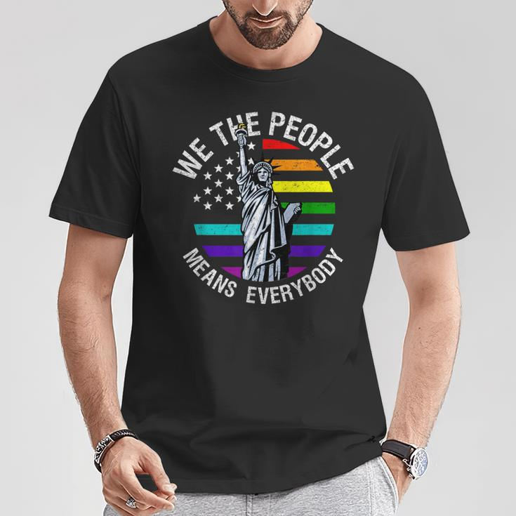 We The People Means Everyone Vintage Lgbt Gay Pride Flag T-Shirt Unique Gifts