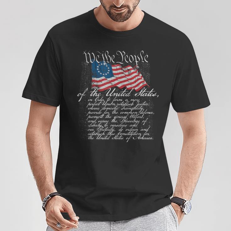 We The People US Constitution With Betsy Ross Flag T-Shirt Unique Gifts