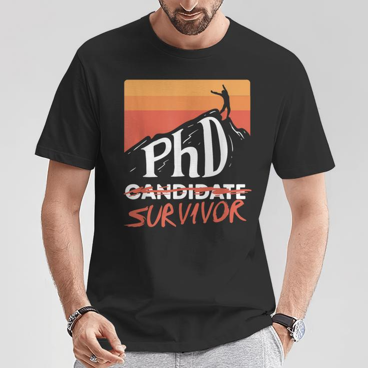 Phd Candidate Survivor Vintage Phd Graduation T-Shirt Unique Gifts