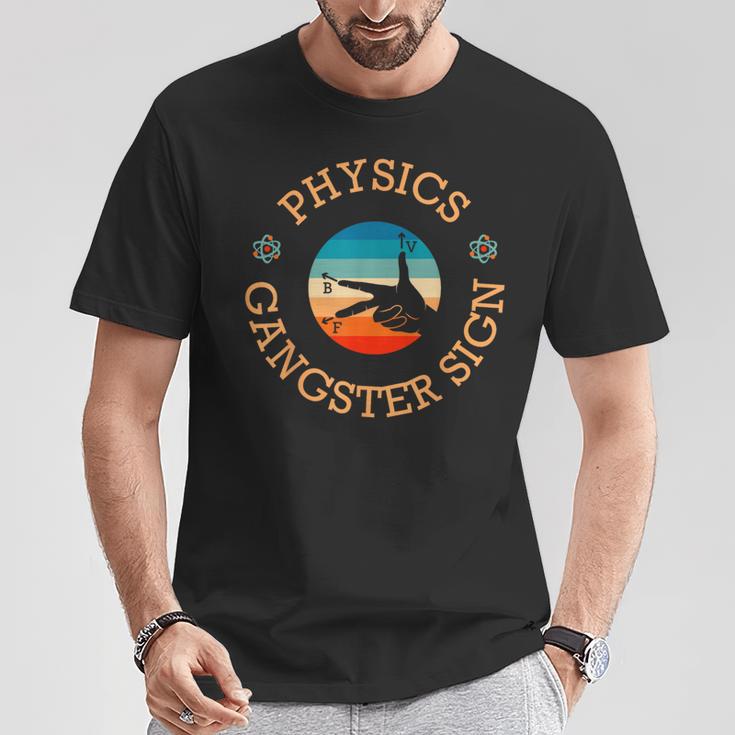 Physics Gangster Sign Sign Physicist Hand Sign Symbol T-Shirt Lustige Geschenke