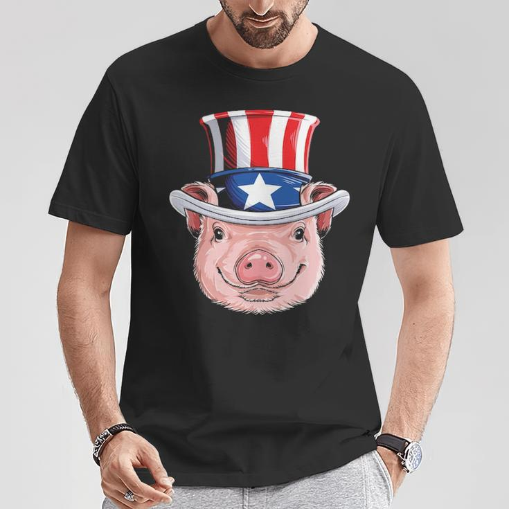 Pig 4Th Of July Uncle Sam American Flag Hat T-Shirt Unique Gifts