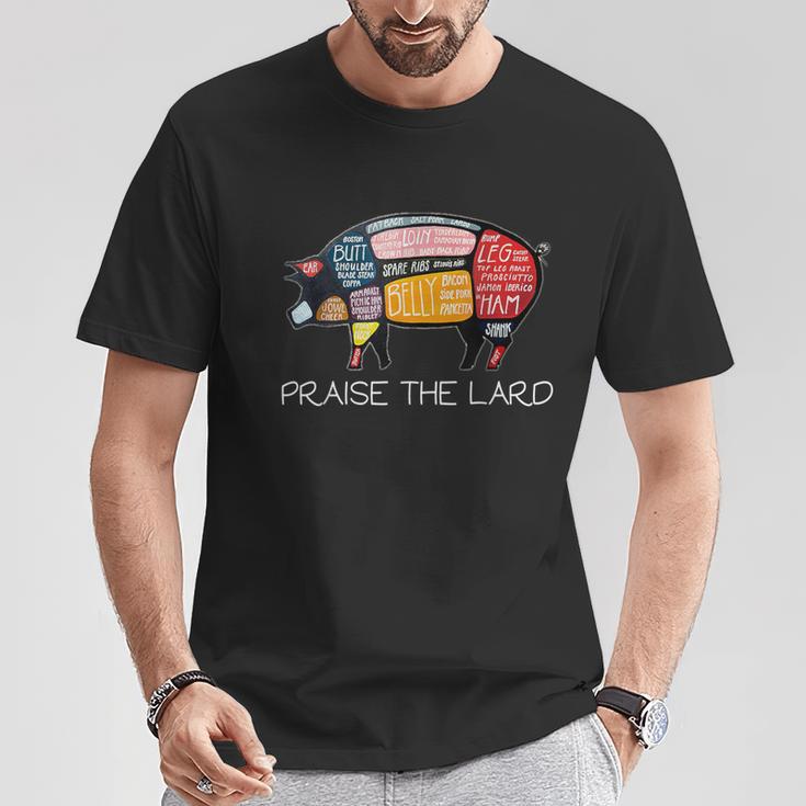 Pig Pork Praise The Lard Butcher Bacon T-Shirt Unique Gifts