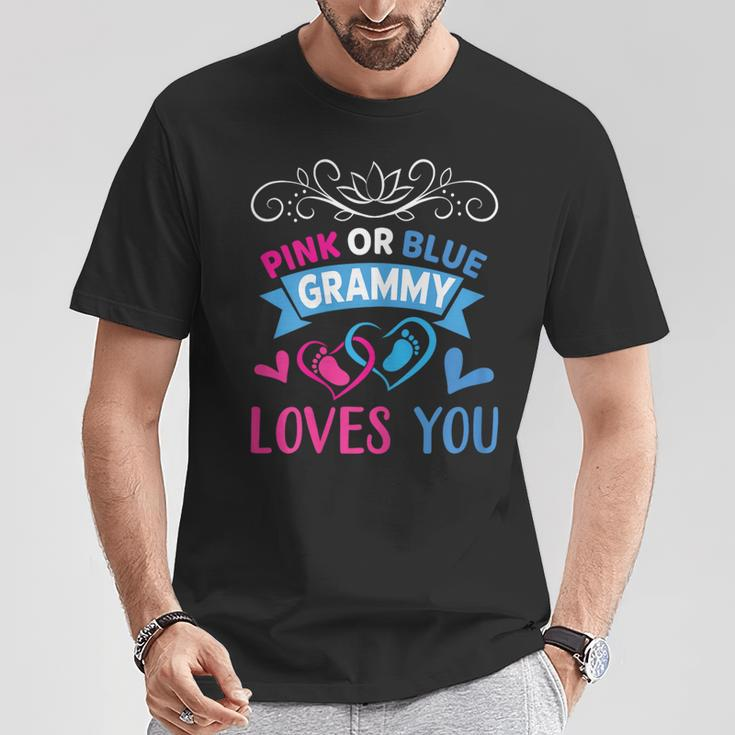 Pink Or Blue Grammy Loves You Gender Reveal Party Shower T-Shirt Unique Gifts