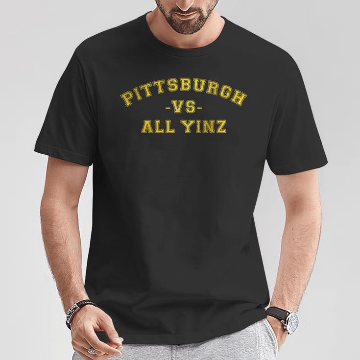 Pittsburgh Vs All Yinz Sports Fan Pittsburghese Yellow T-Shirt Unique Gifts