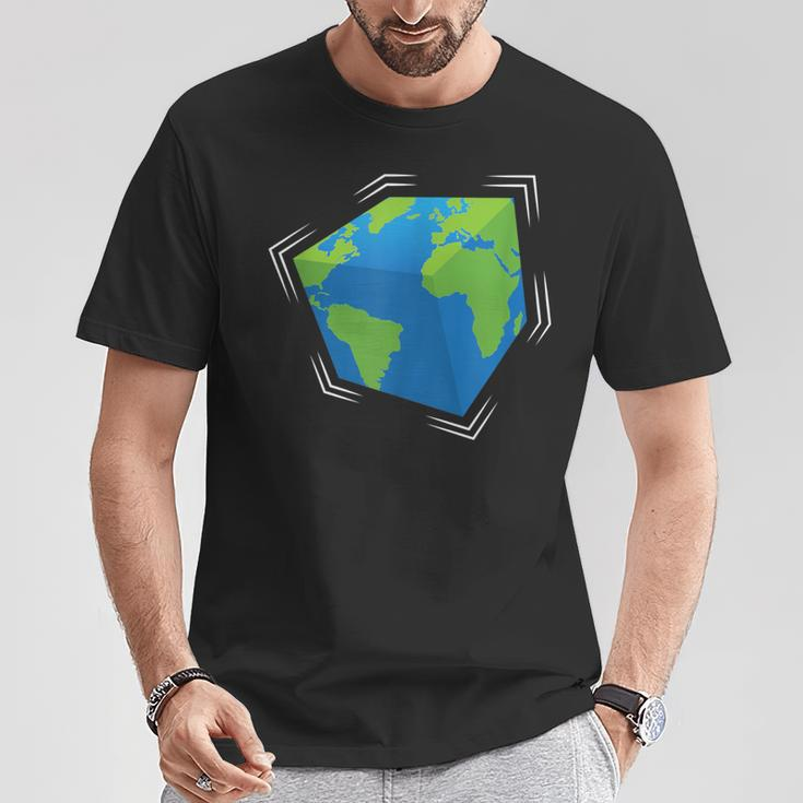 Planet Earth World As Cube Solar System Astronomers T-Shirt Unique Gifts