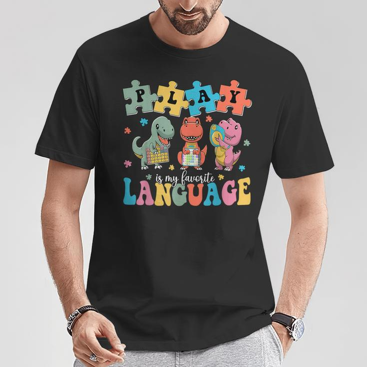 Play Is My Favorite Language Dinosaurs Speech Therapy Slp T-Shirt Funny Gifts