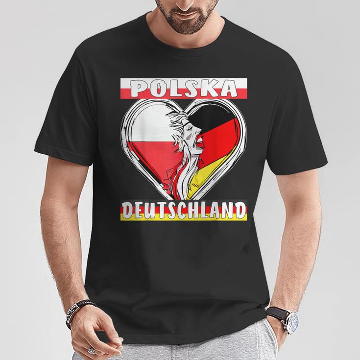 Polska Deutschland Herz Deutsch Polen T-Shirt Lustige Geschenke