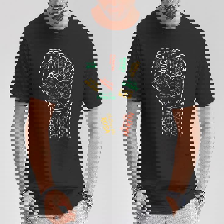 Power Fist Hand Inspiring Black Leaders Black History T-Shirt Unique Gifts