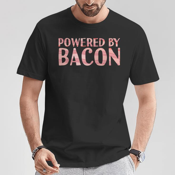 Powered By Bacon Hungry Ham Pork Lover Foodie T-Shirt Unique Gifts