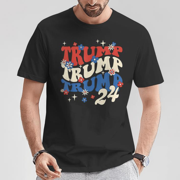 President Trump 24 2024 Groovy Retro T-Shirt Unique Gifts