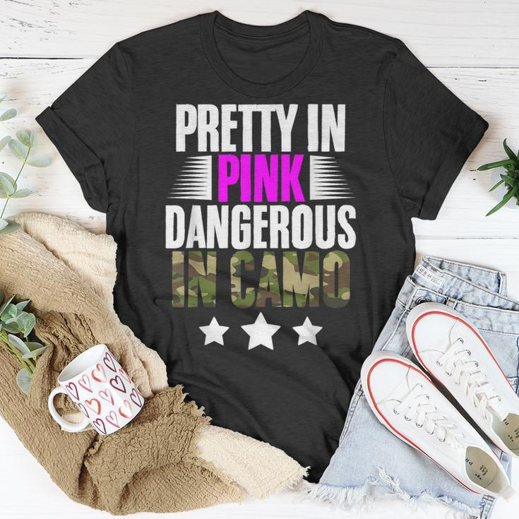 Pretty Pink Dangerous In Camo Hunting Hobby T-Shirt Unique Gifts