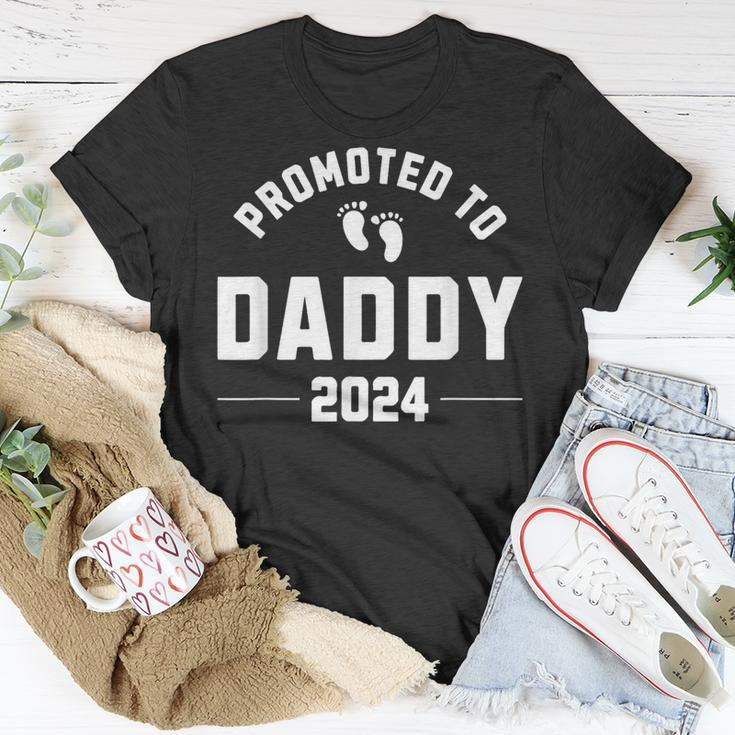 Promoted To Daddy 2024 New Father Pregnancy Announcement T-Shirt Personalized Gifts