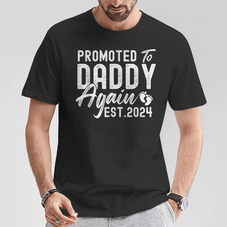 Promoted To Daddy Again 2024 Soon To Be Dad Again New Daddy T-Shirt Funny Gifts