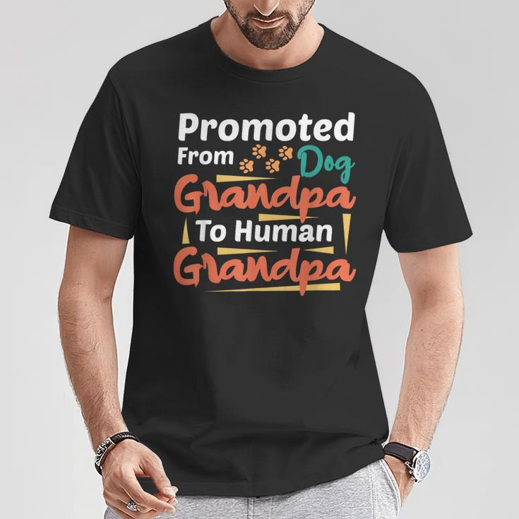 Promoted From Dog Grandpa To Human Grandpa Father's Day T-Shirt Unique Gifts