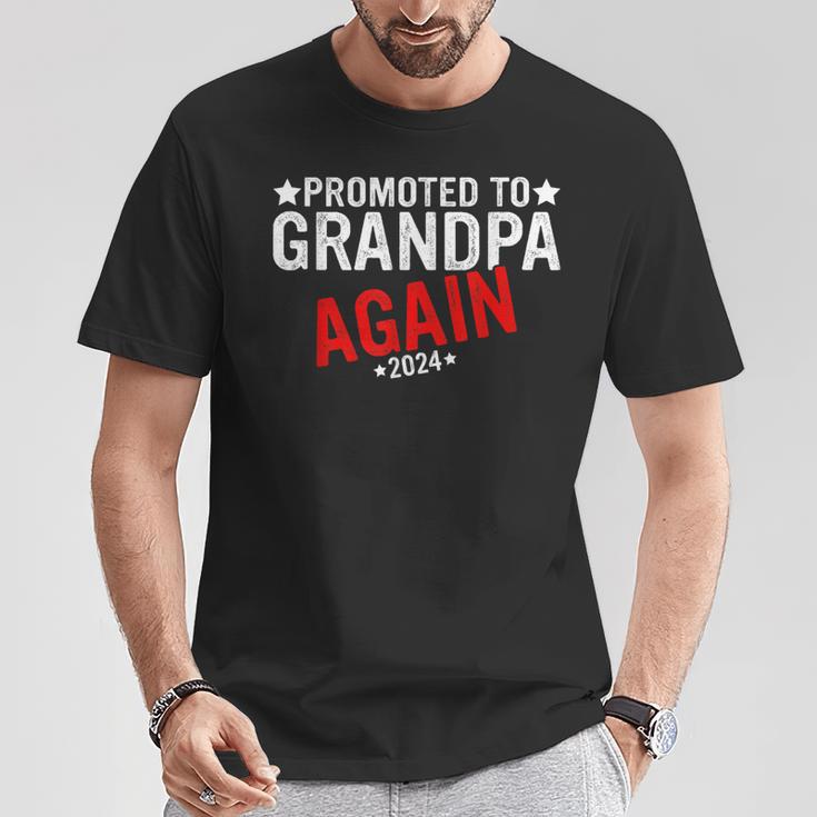 Promoted To Grandpa Again 2024 For New Baby Grandpa Again T-Shirt Unique Gifts