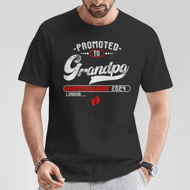 Promoted To Grandpa Est 2024 Loading Pregnancy Announcement T-Shirt Unique Gifts