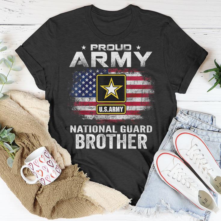 Proud Army National Guard Brother With American Flag T-Shirt Unique Gifts