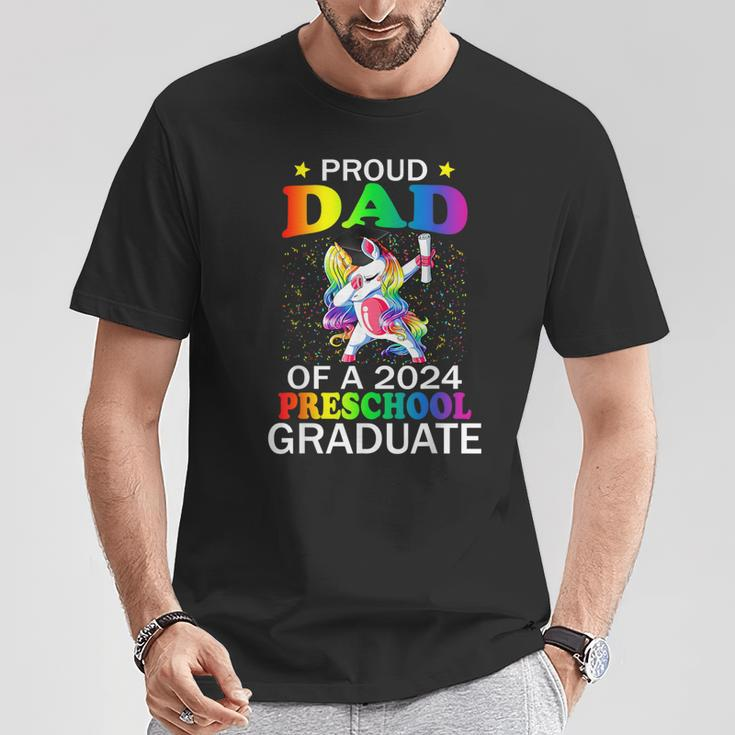 Proud Dad Of A 2024 Preschool Graduate Unicorn Dab T-Shirt Unique Gifts