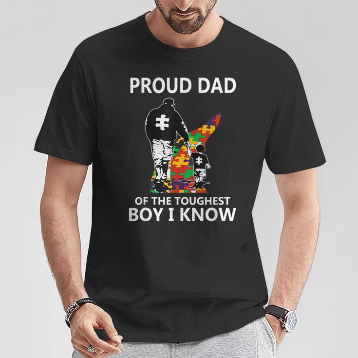 Proud Dad Of The Toughest Boy I Know Autism Awareness T-Shirt Unique Gifts