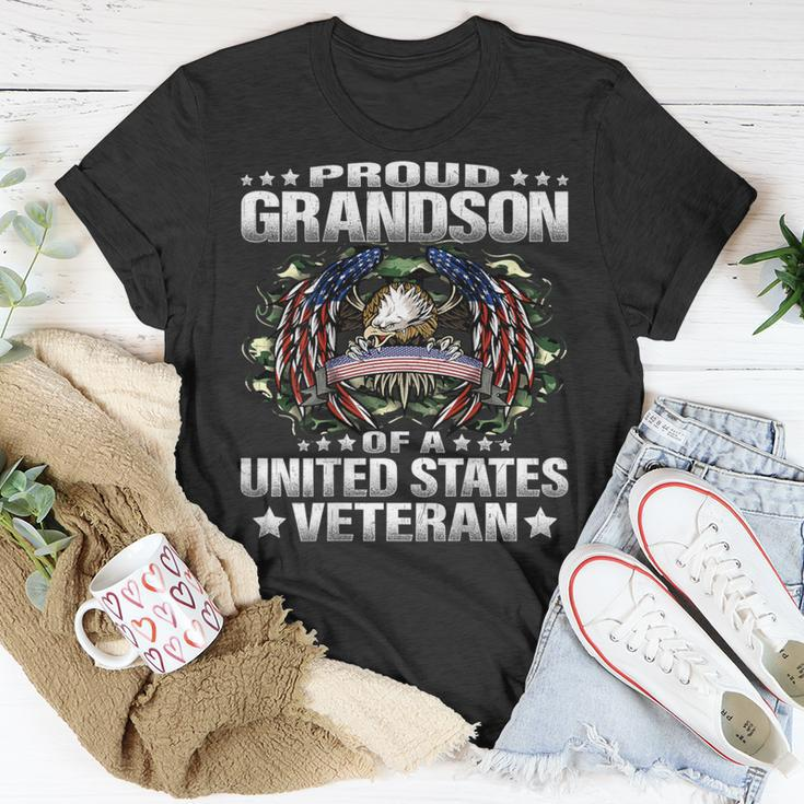 Proud Grandson Of A United States Veteran Military Family T-Shirt Unique Gifts