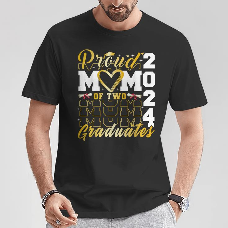 Proud Mom Of Two 2024 Graduates Twins Senior Class Of 2024 T-Shirt Unique Gifts