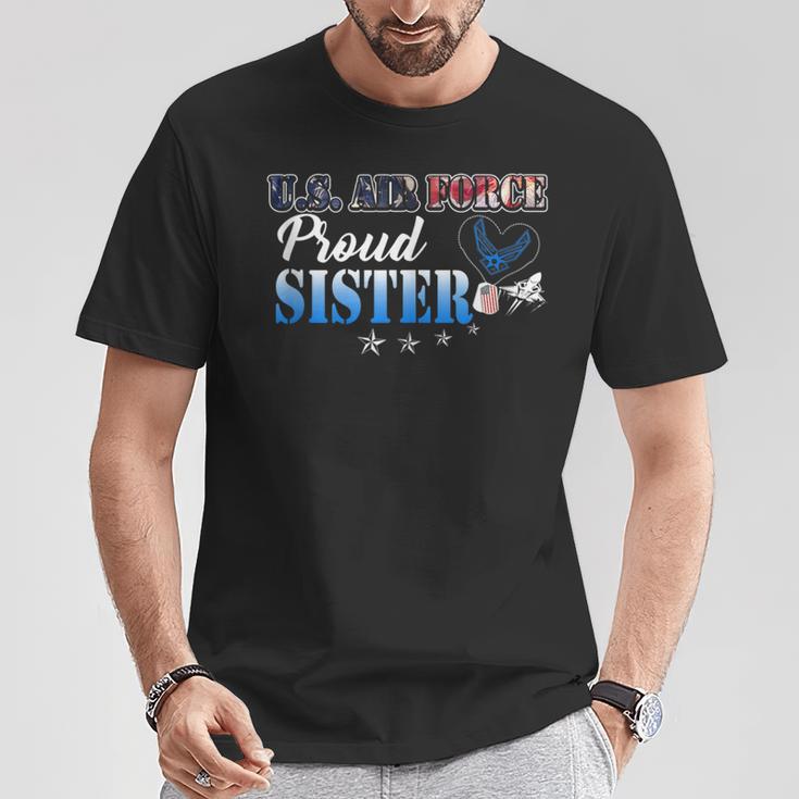 Proud Us Air Force Sister Heart Flag Pride Military Family T-Shirt Unique Gifts