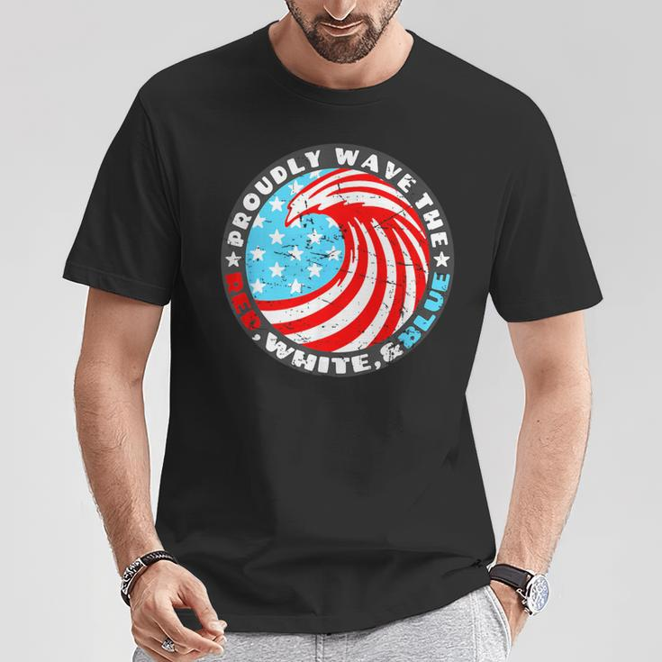 Proudly Wave The Red White Blue 4Th Of July Beach T-Shirt Unique Gifts