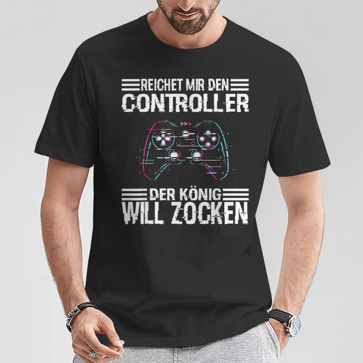 Ps5 Console Gamer Zocken Reichet Mir Den Controller König T-Shirt Lustige Geschenke