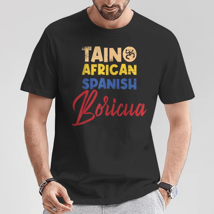 Puerto Rican Roots Boricua Taino African Spanish Puerto Rico T-Shirt Funny Gifts