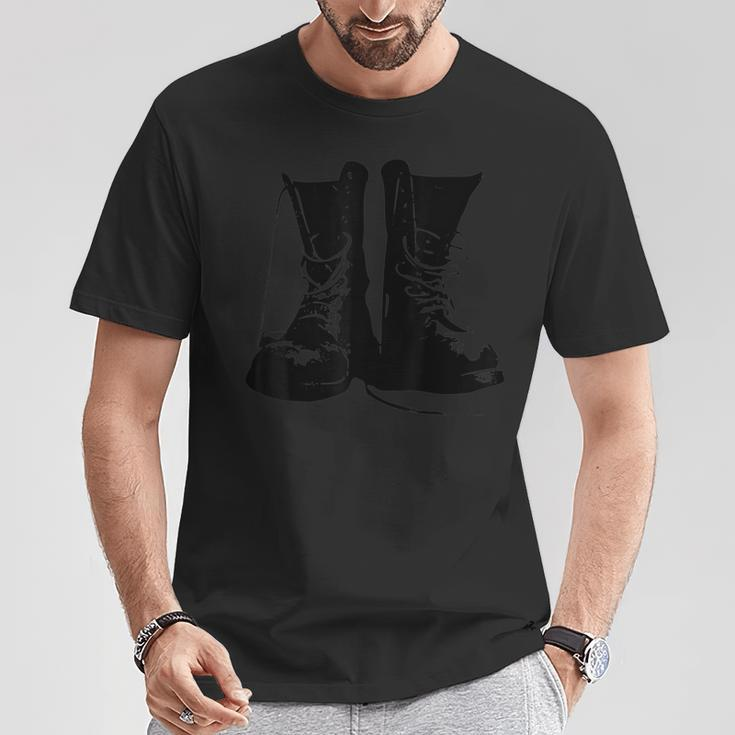 Punk Boots Leather Boots Military Left Shoe Motif T-Shirt Unique Gifts
