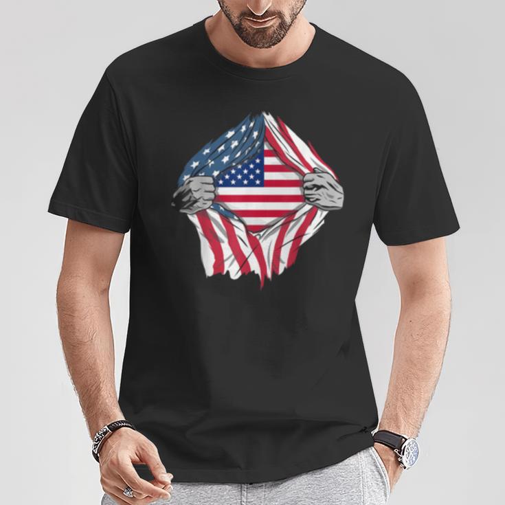 Pure American Blood Inside Me Country Flags T-Shirt Unique Gifts