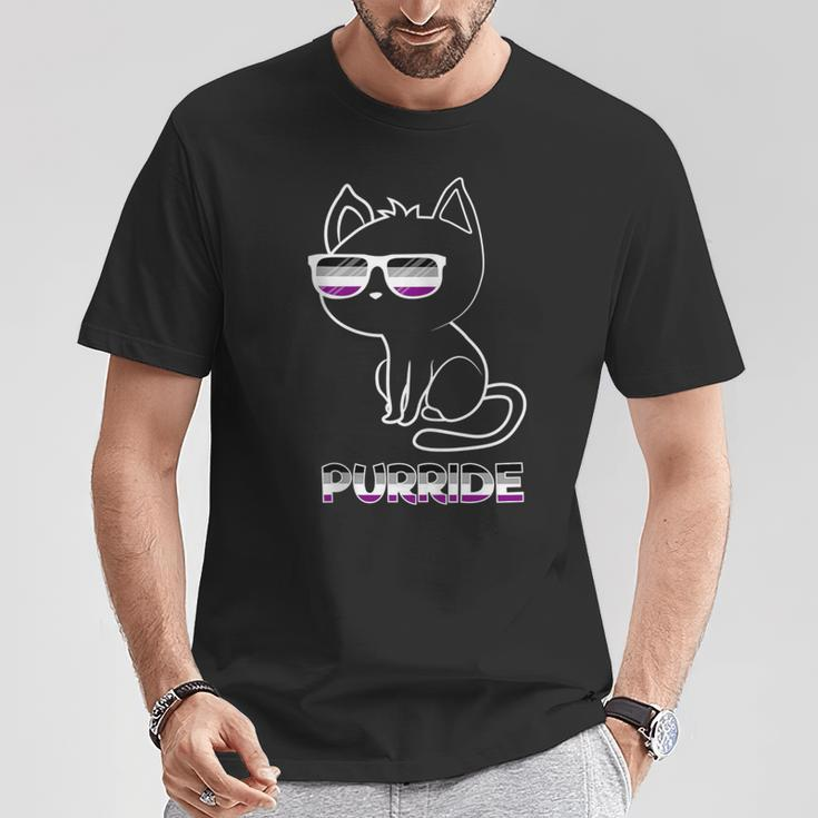 Purride Asexual Flag Sunglasses Gay Pride Cat Lover T-Shirt Unique Gifts
