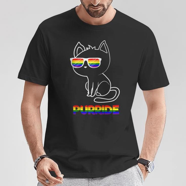 Purride Lgbt Flag Sunglasses Cute Gay Pride Cat Lover T-Shirt Unique Gifts