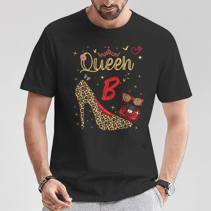 Queen Letter B Initial Name Leopard Heel Letter B Alphapet T-Shirt Personalized Gifts