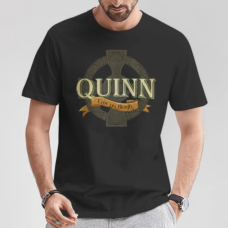 Quinn Irish Surname Quinn Irish Family Name Celtic Cross T-Shirt Funny Gifts